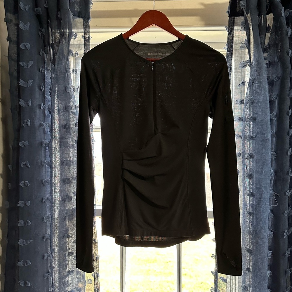 Athleta Pacifica ruched long sleeve wrap front rashguard swim long sleeve top XS